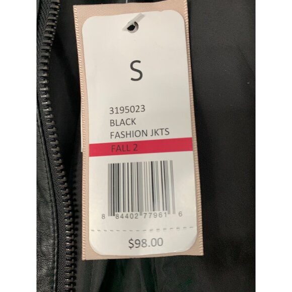 New Philosophy Faux Leather Black Moto Jacket Small - Picture 4 of 12